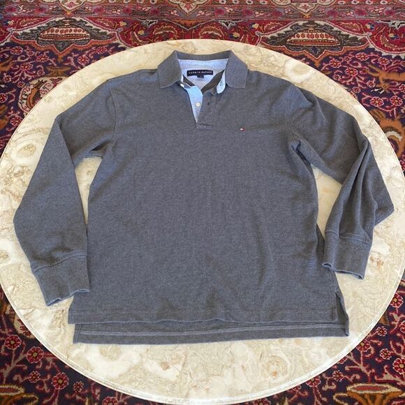 TOMMY HILFIGER 1985 MOULINE LONG SLEEVE MEN'S POLO SHIRT - Picture 3 of 8